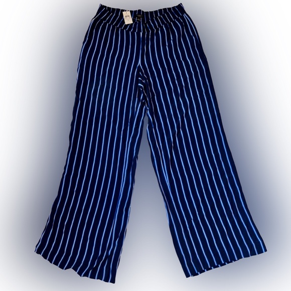 Ann Taylor Pants - Ann Taylor Blue and White Striped Wide Leg Pants Size Small NWT